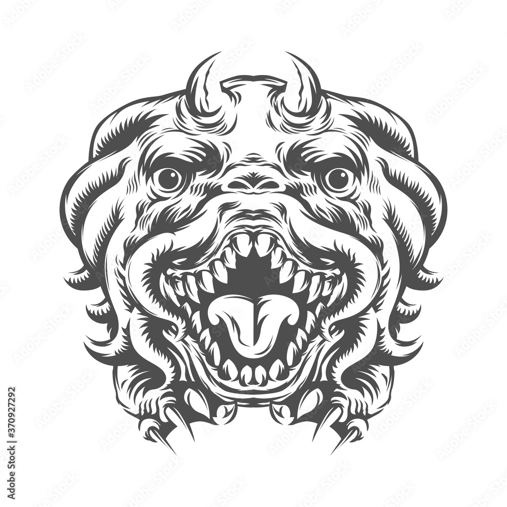animal head monster from imagination. vector illustration. creative drawing. for tattoo or t shirt animal head monster from imagination. vector illustration. creative drawing. for tattoo or t shirt