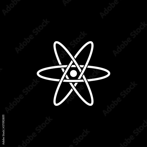 Atom icon, black science fiction atom icon