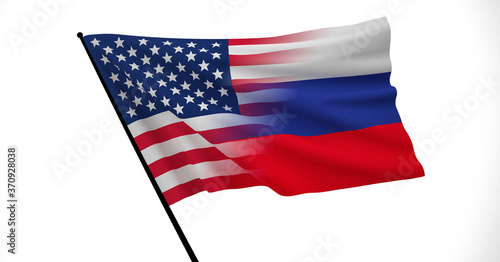Free Download American and Russia Flag, Floating Flag, Political Relations, Strategic Relations, 3D Render - GFXLoad
