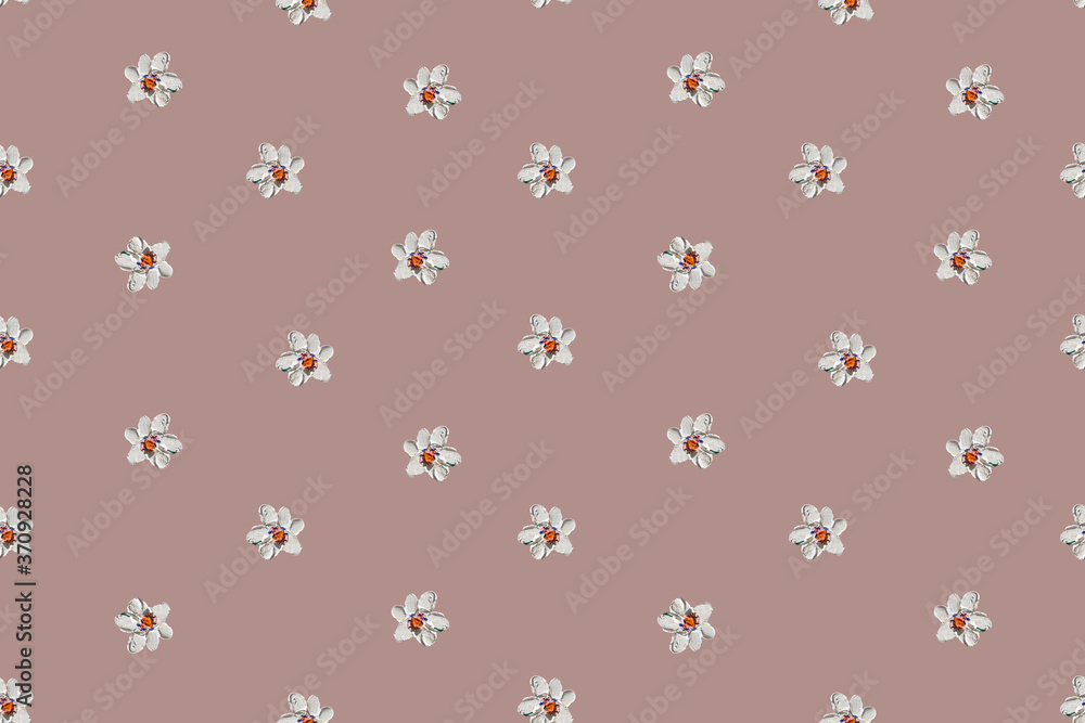Seamless pattern with white flowers painted with oil paint. Seamless pattern with white flowers painted with oil paint.