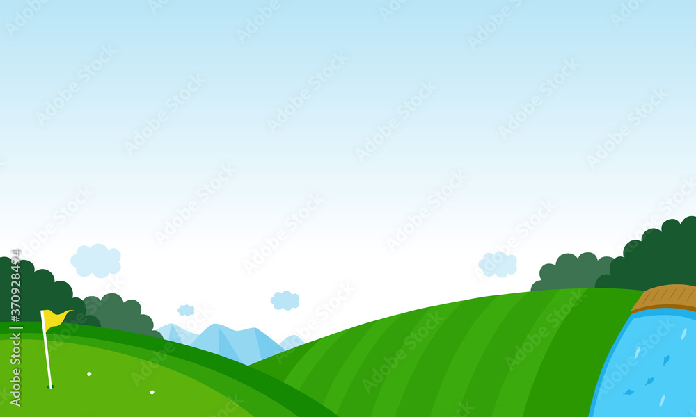 Obraz premium ゴルフコースの背景イメージイラスト。