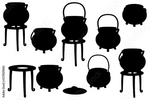 Black wizard boiler silhouettes set on white background