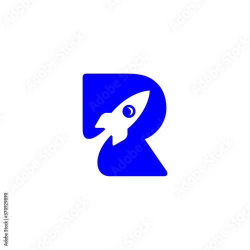 letter r with rocket vector eps