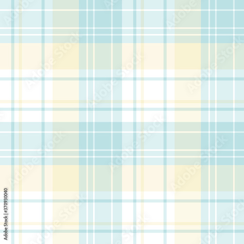 Seamless pattern in simple white and light yellow and blue colors for plaid, fabric, textile, clothes, tablecloth and other things. Vector image.