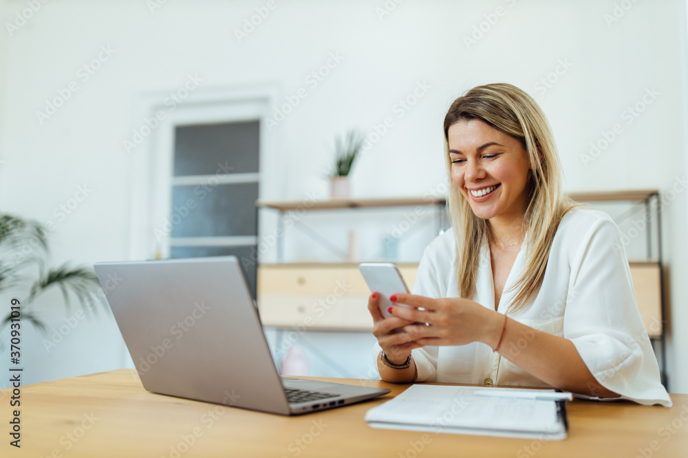 Portrait of a happy woman using smart phone. Portrait of a happy woman using smart phone.