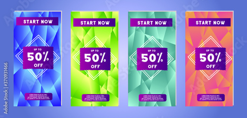 Modern promotion web banner for social media and mobile apps. Web stories templates