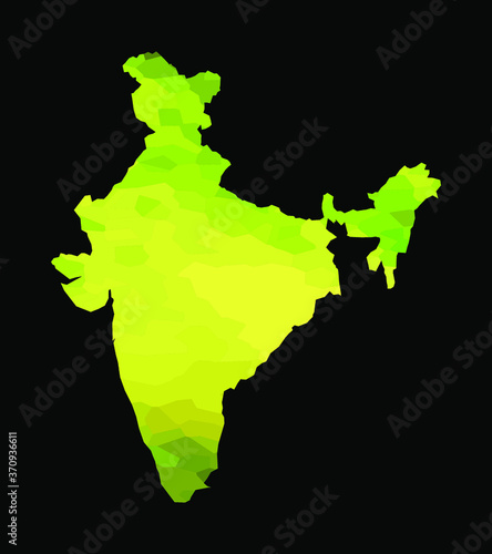 India  colorful vector map silhouette
