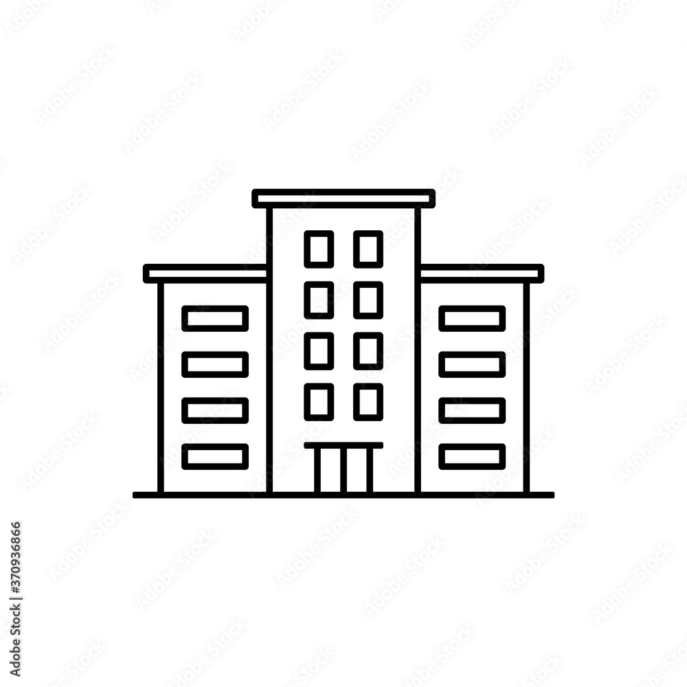 Residential building, vector linear icon.