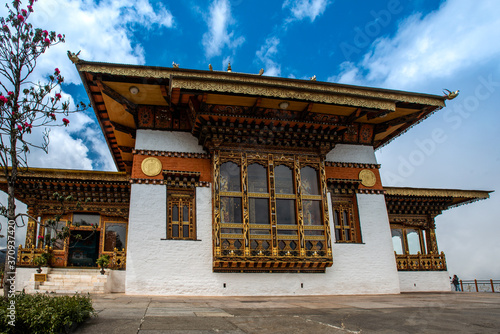 Temple of heaven, Chortens of the memorial of the 108 Drunk Wangayal Khangzang Chortens on Douchula pass between Thimphu and Punakha, Bhutan photo