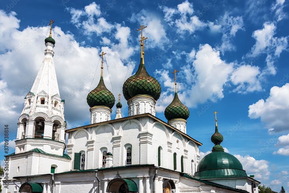 The ancient Orthodox Temple of the Savior on the City in the ancient Russian city of Yaroslavl.