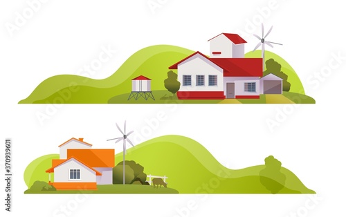 Country house rural landscape banner