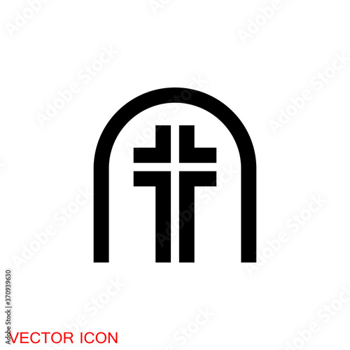 Church vector icons of religious christianity signs and symbols