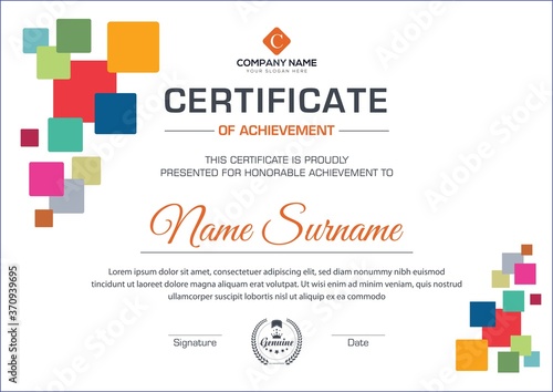 Creative Multi color certificate design