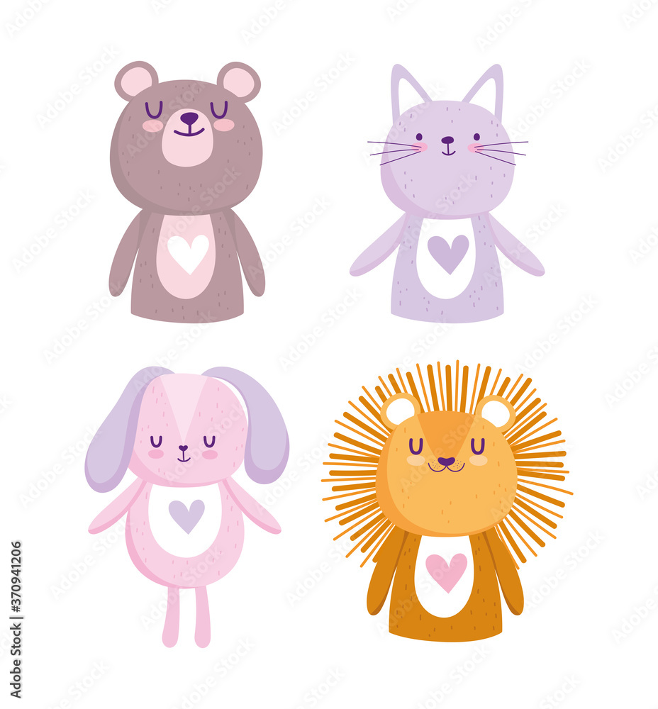 baby shower, cute cartoon animals lion cat bear and dog baby shower, cute cartoon animals lion cat bear and dog