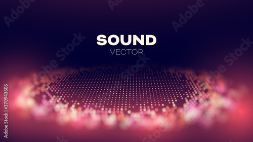Sound wave vector. Audio data background. Techno glitch art