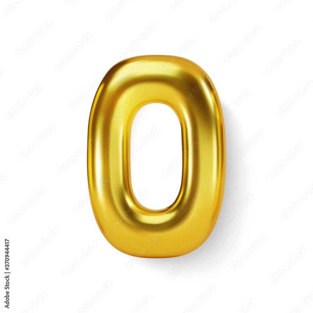 Golden Number Balloon 0 Zero. Vector realistic 3d character Golden Number Balloon 0 Zero. Vector realistic 3d character