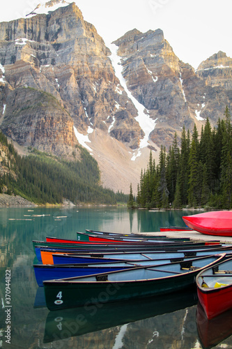 canoe on lake, Alberta Canada