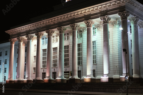 Parliament building with columns at night photo