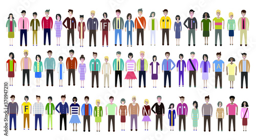 Set of full body diverse business people. Flat icons design white isolated. Vector graphic illustration. Man and woman, Different nationalities characters