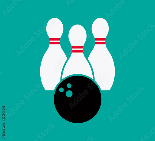 Pin bowling icon vector logo design template flat style