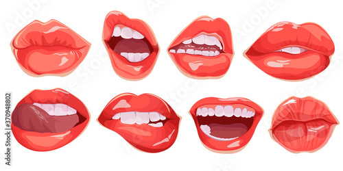 Set of realistic female lips