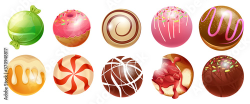 Set of sweet candy world, concept food planets
