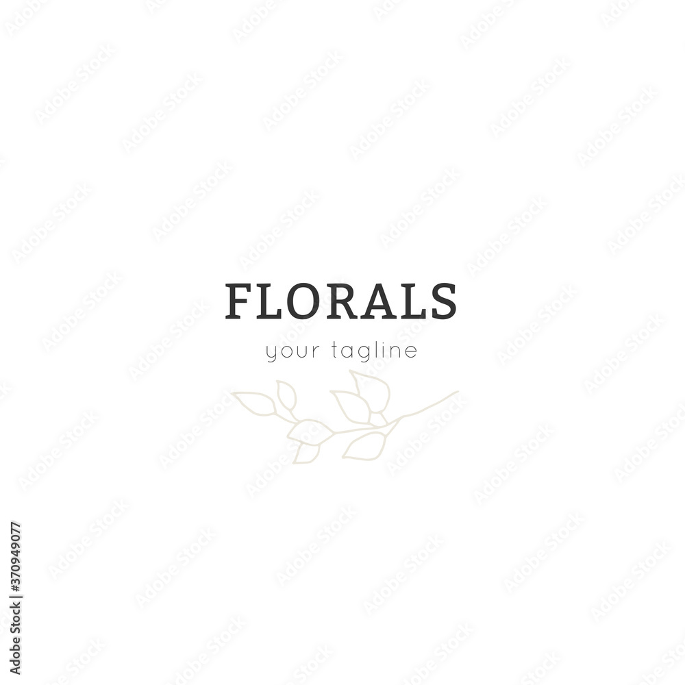 Hand drawn simple floral logo template. A branch with leaves. Vector illustration. Hand drawn simple floral logo template. A branch with leaves. Vector illustration.