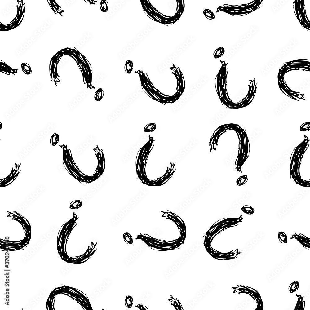 Fototapeta premium Seamless pattern with doodle question mark symbol