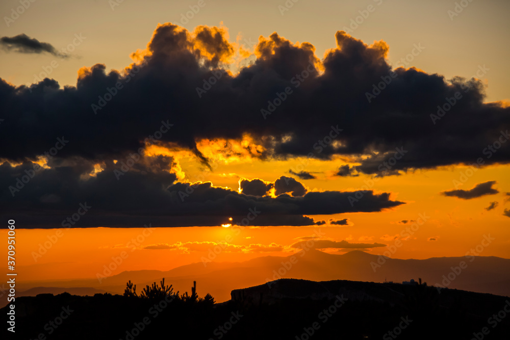 Fototapeta premium Spring sunset in Montsec, Lleida, Spain