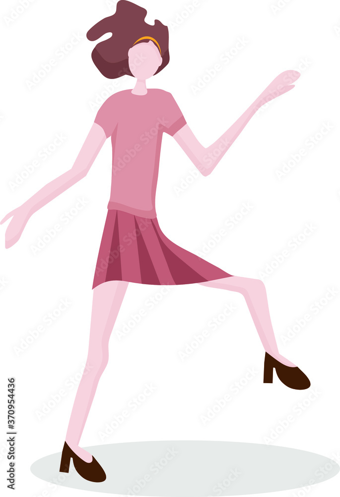 a young girl dancing a disco dance. Happy cheerful and carefree character. Time to relax. Dance movements, activity, entertainment a young girl dancing a disco dance. Happy cheerful and carefree character. Time to relax. Dance movements, activity, entertainment