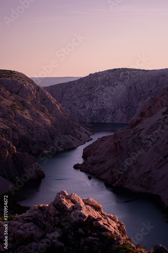 Beautiful sunset on the canyon in Croatia