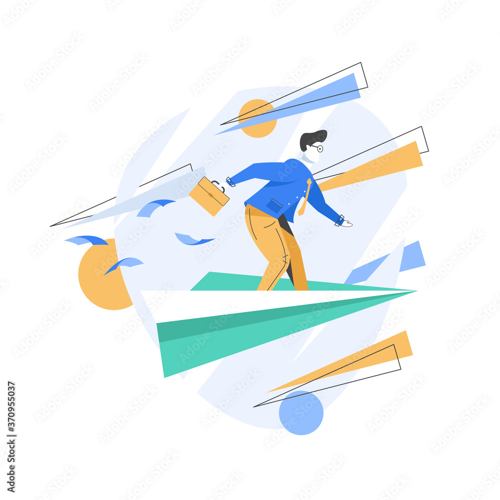 Travel to work, Leaders moving company to the top, Business motivation concept,flat design icon vector illustration
