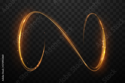 Abstract gold light swirl line
