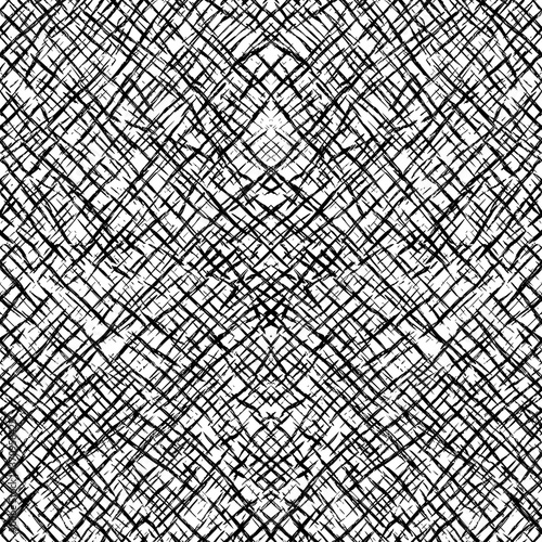 Seamless pattern. Intersecting shapeless lines and dashes  diagonal structure. Vector design.
