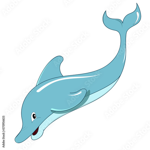 Cartoon dolphin vector illustration on white background
