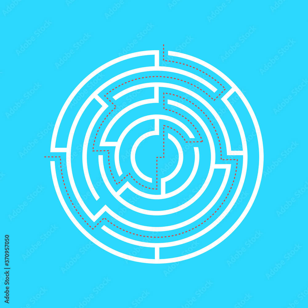 Maze Game Sign White Thin Line. Vector Maze Game Sign White Thin Line. Vector
