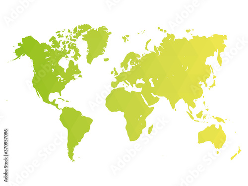 Map of World. Green low poly gradient of rhombus shapes. Modern vector polygonal design