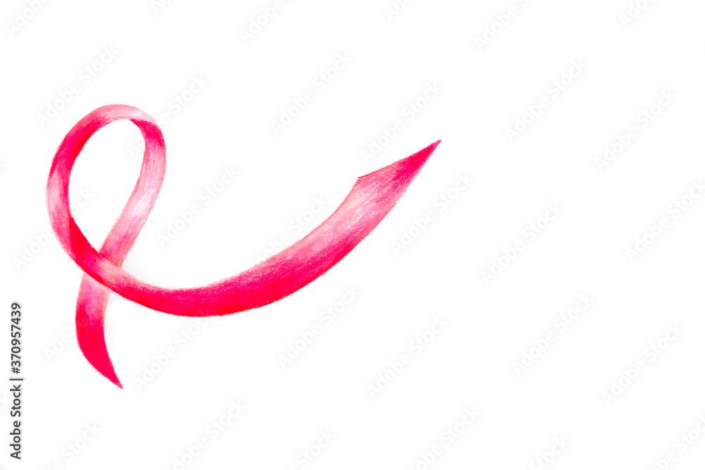 Breast cancer awareness month poster. Pink ribbon. Vector illustration.