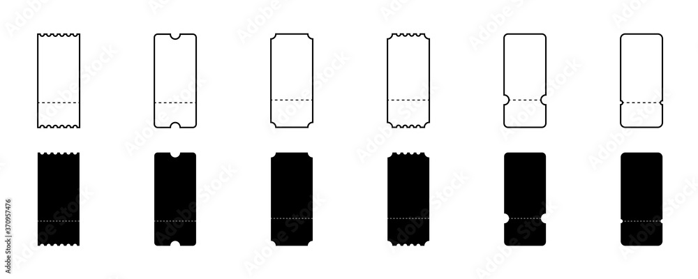 Tickets. Coupons. Ticket or coupon, isolated. Blank tickets or coupons. Template ticket or coupon vector icons. Vector illustration Tickets. Coupons. Ticket or coupon, isolated. Blank tickets or coupons. Template ticket or coupon vector icons. Vector illustration