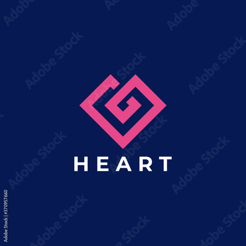 Modern geometric heart logo icon. Health care logotype concept. Dating logo icon. Vector template.
