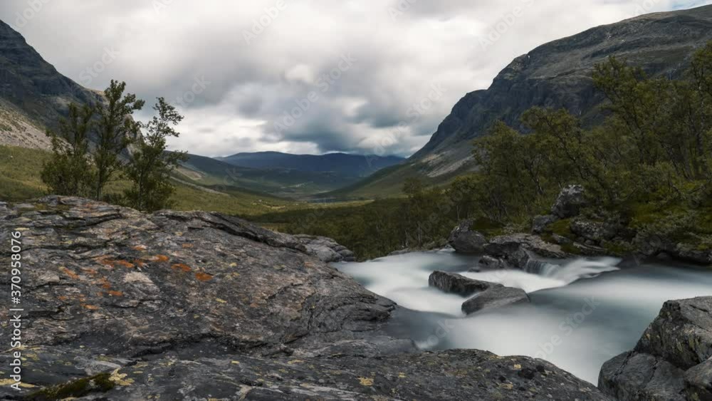 Hydalen in Hemsedal, Norway - The Beautiful and Peaceful Scenery With Glorious Trees and Massive Clouds - Wide Shot Hydalen in Hemsedal, Norway - The Beautiful and Peaceful Scenery With Glorious Trees and Massive Clouds - Wide Shot