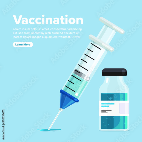 Vector Vaccination Concept. Healthy drug vaccination, injection. Isolated vector illustration.