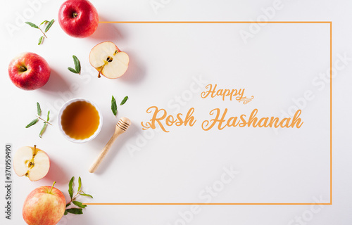 Konstfotografi Rosh hashanah (jewish New Year holiday), Concept of traditional or religion symbols on white background