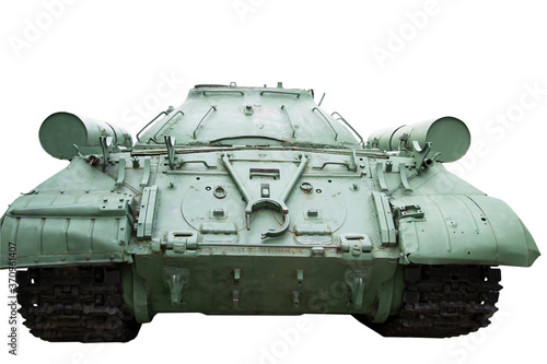 back of Russian tank iosif stalin 2 on a white background  weapons and fighting.