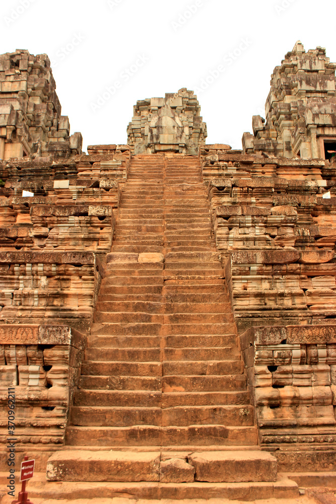 Stairs in the Interior of the ancient temple Angkor Wat in Cambodia