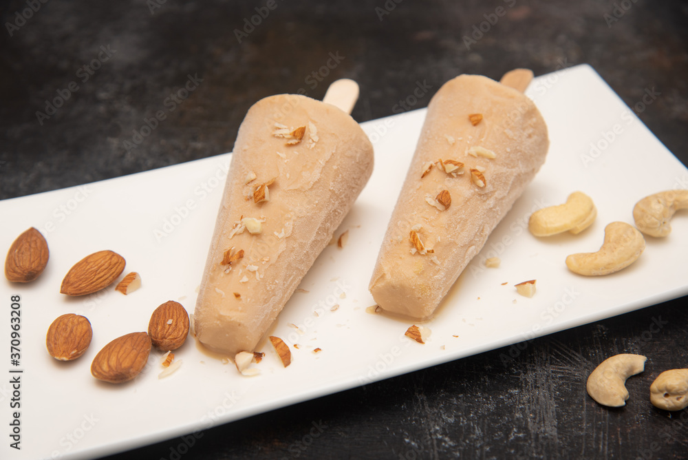 Malai kulfi traditional Indian ice scream or Qulfi, Rajasthani home