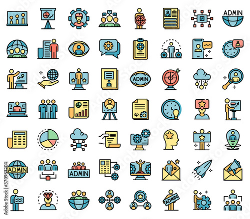 IT administrator icons set. Outline set of IT administrator vector icons thin line color flat on white