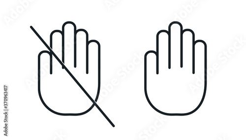 Do not touch hand icon. Isolated lined logotype design element. User manual standard symbol. Vector illistration