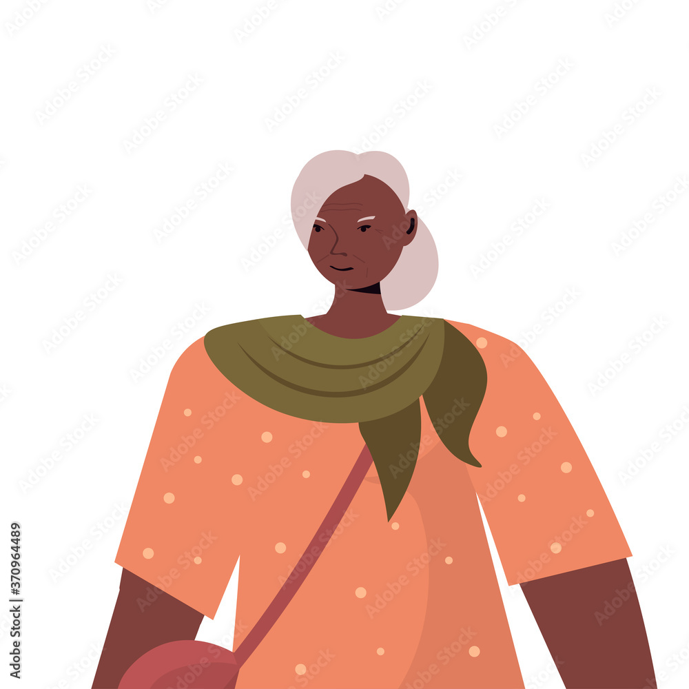 old african american woman in casual trendy clothes senior female cartoon character gray haired grandmother portrait vector illustration old african american woman in casual trendy clothes senior female cartoon character gray haired grandmother portrait vector illustration