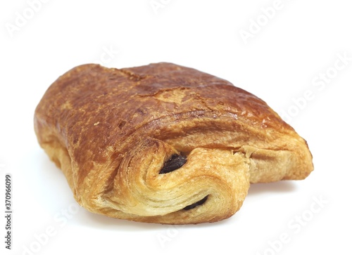 Pain au Chocolat, Sweet bread against White Background